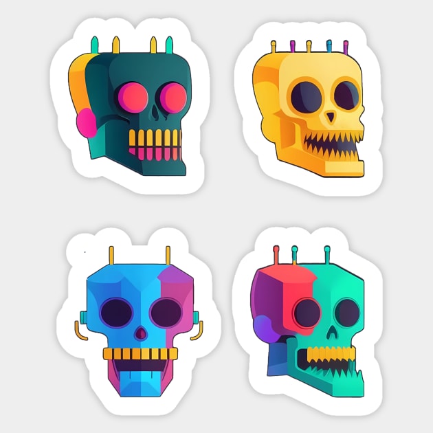 Neon Skulls Kawaii Inspired Sticker by TheJadeCat